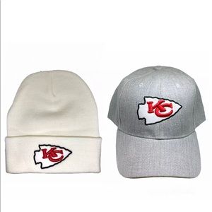 Kansas City Chiefs embroidered folded beanie and hat bundle